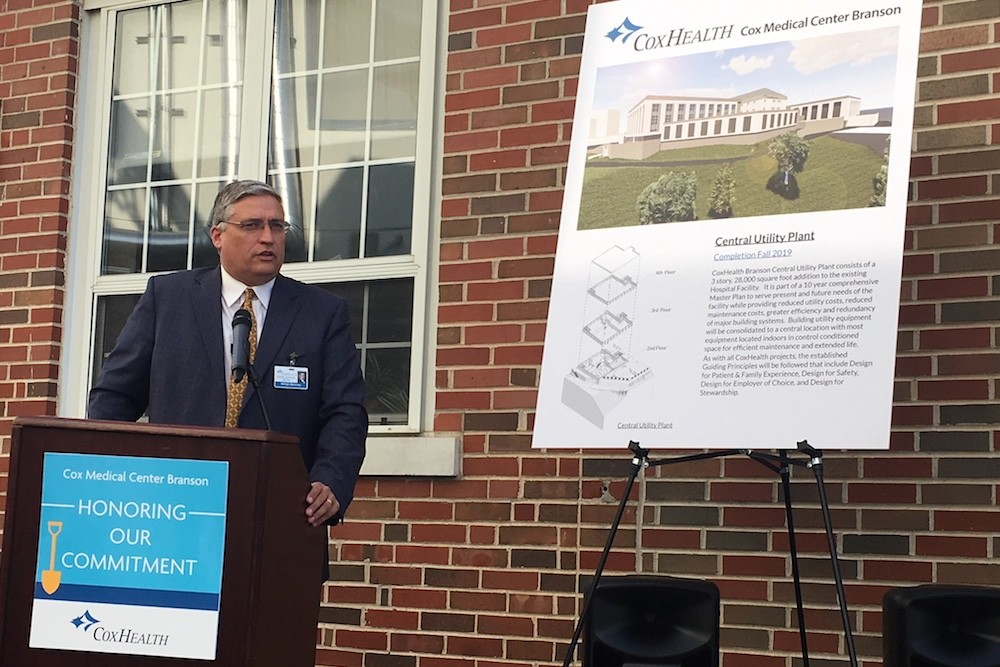 Cox Medical Center Branson President William Mahoney outlines the hospital’s plans for a new central utility plant.